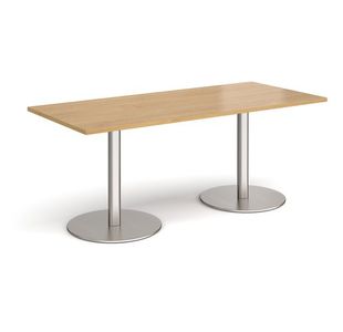 Monza rect dining table flat round bases