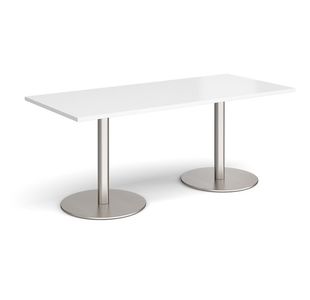 Monza rect dining table flat round bases