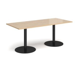 Monza rect dining table flat round bases