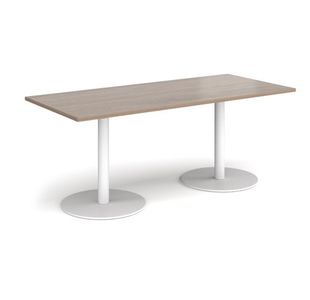 Monza rect dining table flat round bases