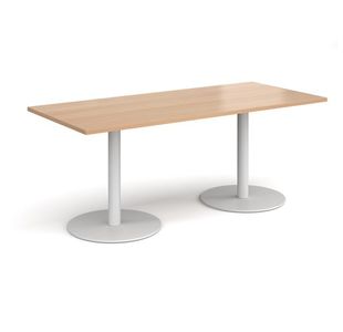 Monza rect dining table flat round bases