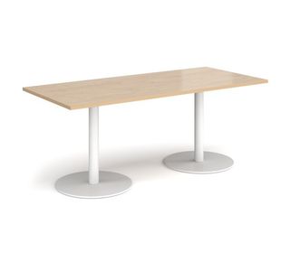 Monza rect dining table flat round bases