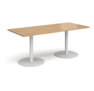 Monza rect dining table flat round bases