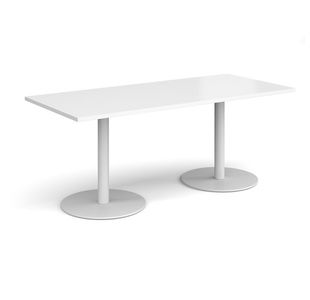 Monza rect dining table flat round bases