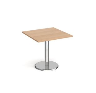 Pisa square dining table with round base