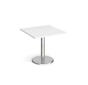 Pisa square dining table with round base