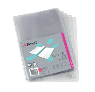 Rexel Nyrex Twin Wallet A4 Clr Pk25