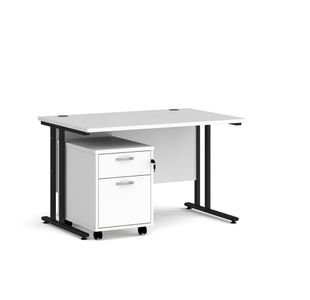 Maestro 25 desk 800mm with 2 drawer ped