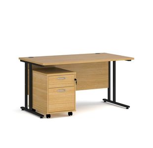 Maestro 25 desk 800mm with 2 drawer ped