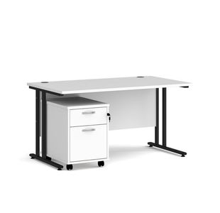 Maestro 25 desk 800mm with 2 drawer ped