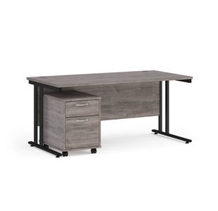 Maestro 25 desk 800mm with 2 drawer ped