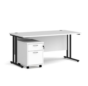 Maestro 25 desk 800mm with 2 drawer ped