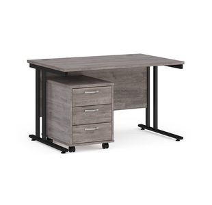 Maestro 25 desk 800mm with 3 drawer ped