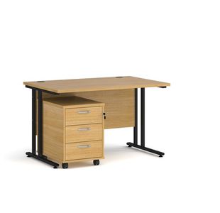 Maestro 25 desk 800mm with 3 drawer ped