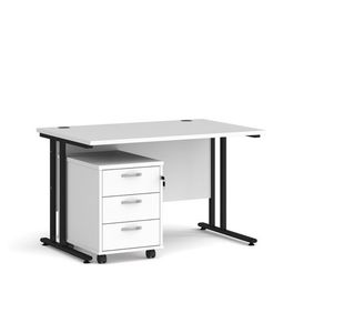 Maestro 25 desk 800mm with 3 drawer ped