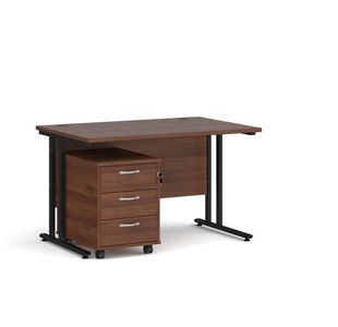 Maestro 25 desk 800mm with 3 drawer ped