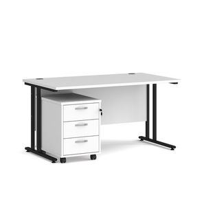 Maestro 25 desk 800mm with 3 drawer ped