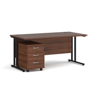 Maestro 25 desk 800mm with 3 drawer ped