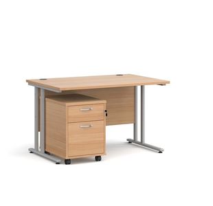 Maestro 25 desk 800mm with 2 drawer ped