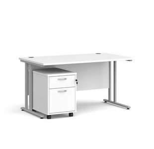 Maestro 25 desk 800mm with 2 drawer ped