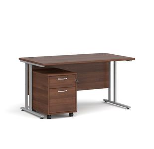 Maestro 25 desk 800mm with 2 drawer ped