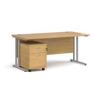 Maestro 25 desk 800mm with 2 drawer ped