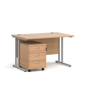 Maestro 25 desk 800mm with 3 drawer ped