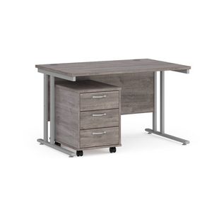 Maestro 25 desk 800mm with 3 drawer ped