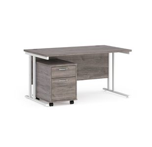 Maestro 25 desk 800mm with 2 drawer ped