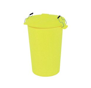 Dustbin with Clip On Lid Yellow 90L