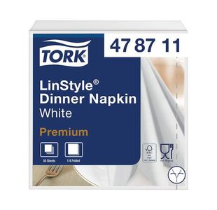 Tork Linstyle Dinner Napkin Wht Pk50