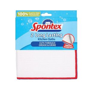 Spontex Lng Last Ktc Cloth Wht Pk2