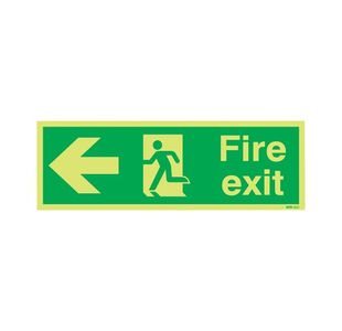 Fireexit Rm Arw Left 150X450 Niteglo Pvc