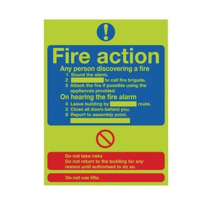 Niteglo Fire Action Std 300X250 Pvc