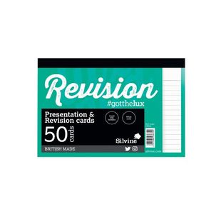 Silvine 50 Revision Cards Lined Wht Pk20