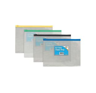 Plastic A5 Coloured Zip Bags 12 Pack