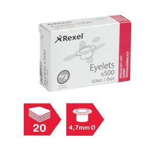 Rexel No 2 Eyelets 4.2mm Brass Pk500