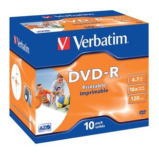 Verbatim Dvd-R Wde Ij Prnt Id 16X Pk10