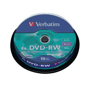 Verbatim Dvd-Rw 4X Pk10 Spindle 43552