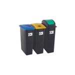 2Work Recycling Bins 90 Litre Assorted Pack of 3 2W10789