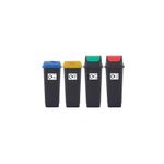 2Work Recycling Bins 65 Litre Assorted Pack of 4 2W10790