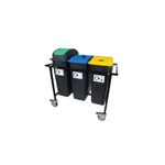 2Work Mobile Recycling Trolley with 3x65 Litre Bins 2W10799