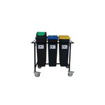 2Work Mobile Recycling Trolley with 3x90 Litre Bins 2W10801
