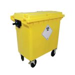 2Work Wheelie Bin Clinical Waste 770 Litre 4 Wheel Lock Yellow 2W10897