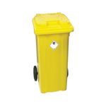 2Work Wheelie Bin Clinical Waste 80 Litre 2 Wheel Lock Yellow 2W10898