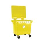 2Work Wheelie Bin Clinical Waste 1100 Litre Lockable Yellow 2W10899