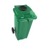2Work Wheelie Bin 140 Litre with Bottle Bank and Lock Green 2W10928