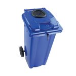 2Work Wheelie Bin 360 Litre with Bottle Bank and Lock Blue 2W10935