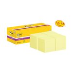 Post-it Super Sticky Notes 76x76mm 90 Sheets Canary Yellow VALUE PACK 12 + 12 FREE (Pack of 24) 654S