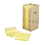 Post-it Notes Recycled Tower 76x76mm Cardboard Packaging Canary Yellow (Pack of 16) 654-1T